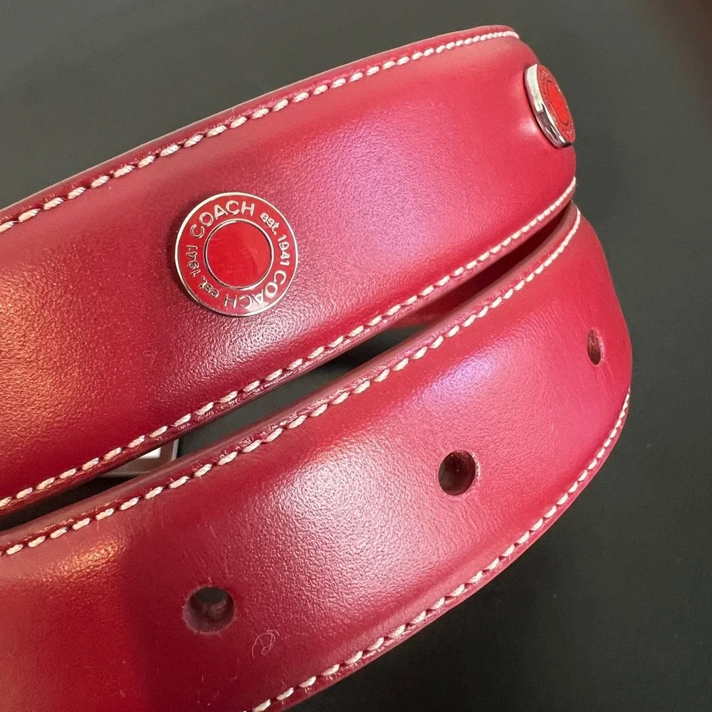 Coach Vintage Red Leather Grommets Dog Collar XL 22-26 Inch 8848 NEW